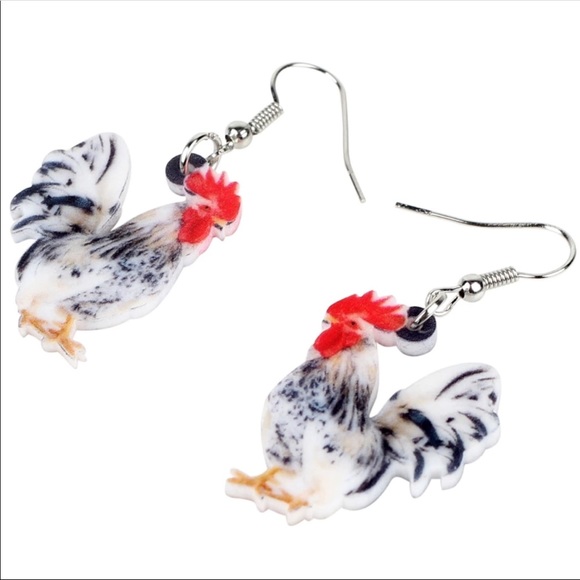 Rooster Chicken Farm Acrylic Earrings - Picture 5 of 6